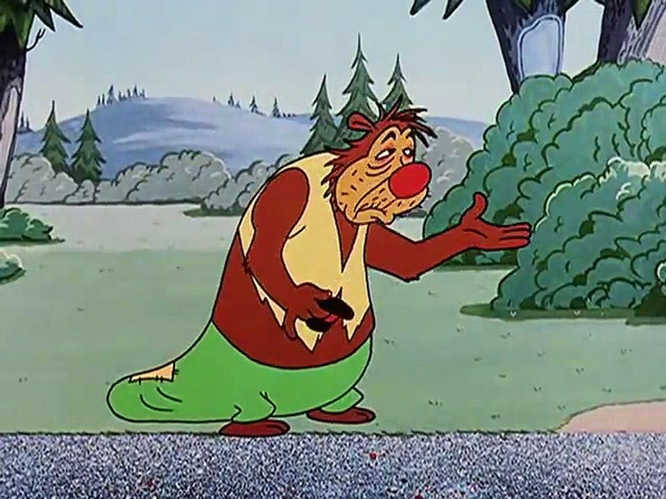 Urso mendigo do Pica Pau pedindo esmola