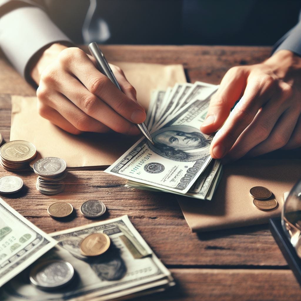 Dinero en una mesa siendo contado