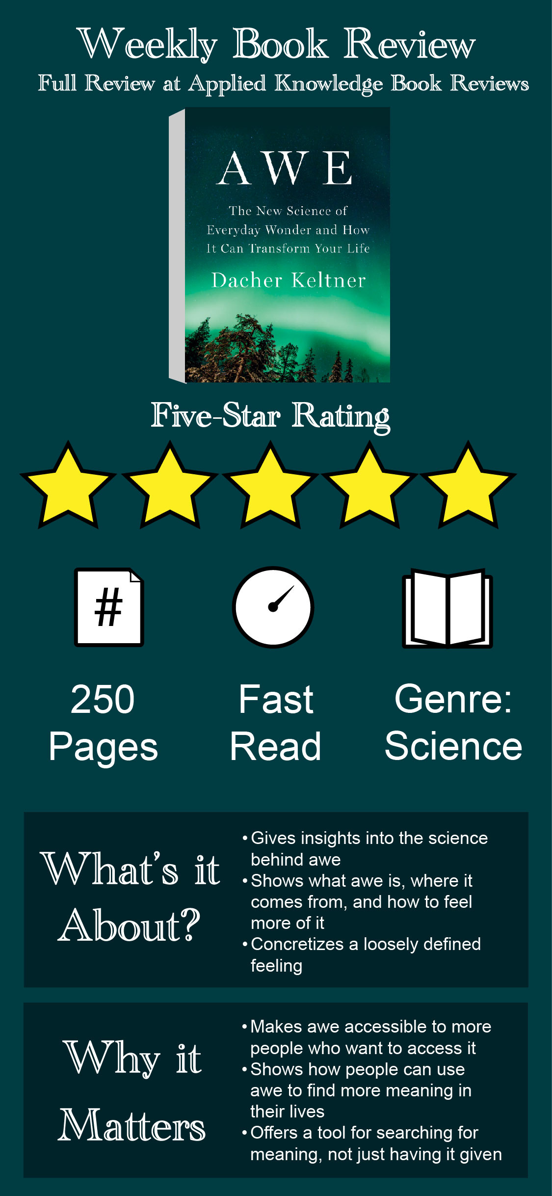 book review of awe, a feeling of recognition at how small we are in a vast system