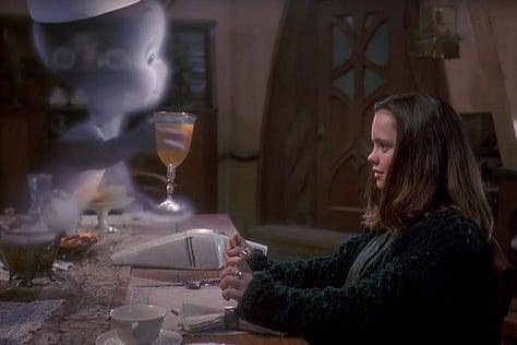 Morning Breakfast in Casper (1995) with Christina Ricci, orange juice, and eggs