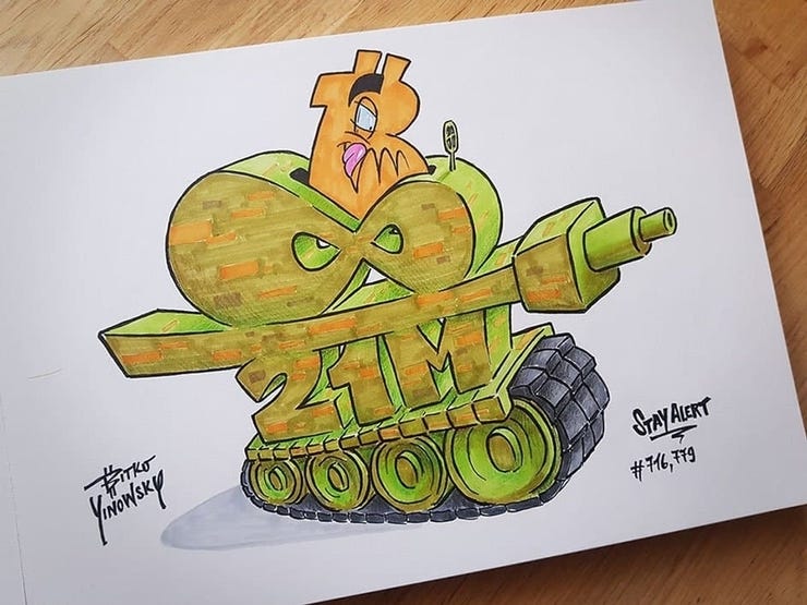 ∞/21 million – Original hand-drawn artwork from Bitko Yinowsky