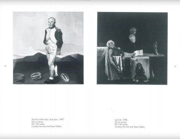 A catalog spread featuring two classical-looking paintings.