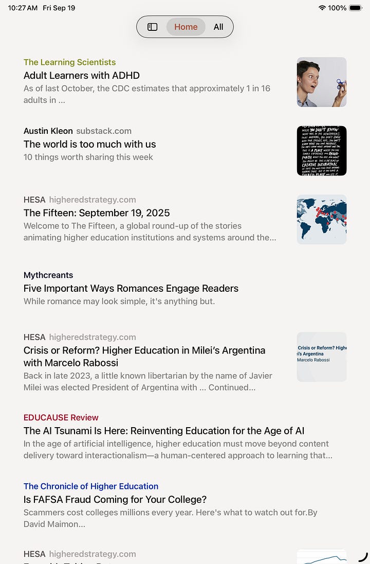 Screenshots of the Feeeed app for iPad