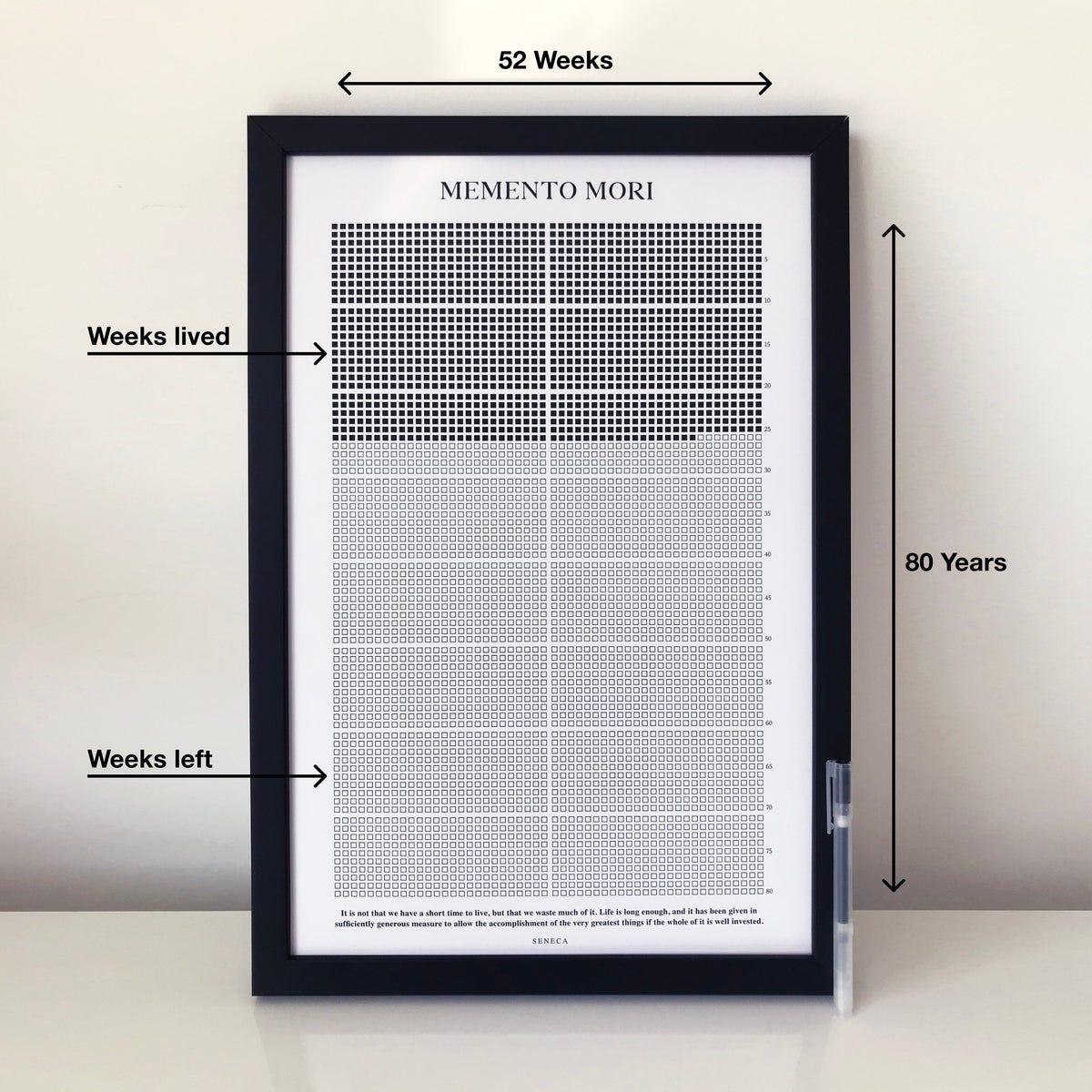 Stoic Reflections | The Original Memento Mori Life Calendar (Framed)