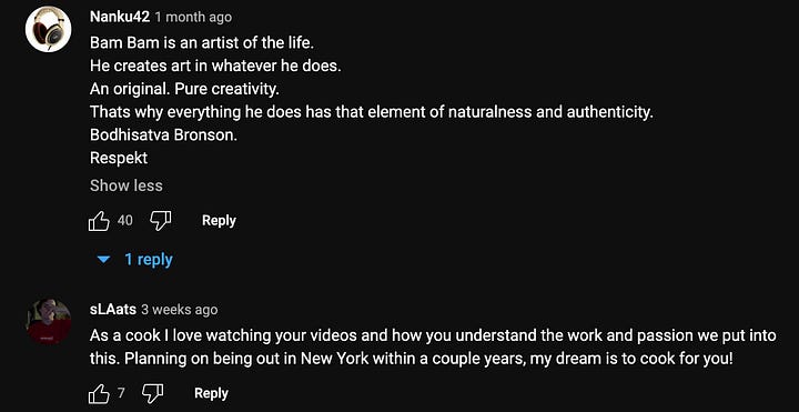 "I can't explain how much I love what this man does. This show, his music, his art, simply phenomenal", "This motivates me to get through a horrible antidepressant withdrawal... and move to new york and live a simple life. This is life giving", "Bam Bam is an artist of the life".