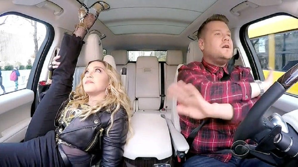 Madonna goes deep with James Corden's Carpool Karaoke 2016 images Madonna goes deep with James Corden's Carpool Karaoke 2016 images