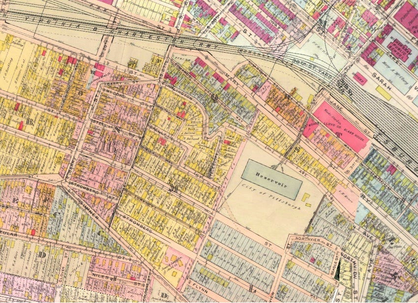 1923 map showing the reservoir that once occupied this spot where the field is today.