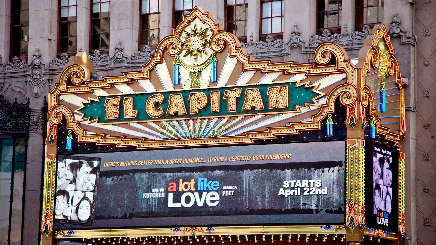 The El Capitan Theatre's marquee on Hollywood Boulevard in 2005. Image: Carol M. Highsmith, Library of Congress, via Wikimedia Commons