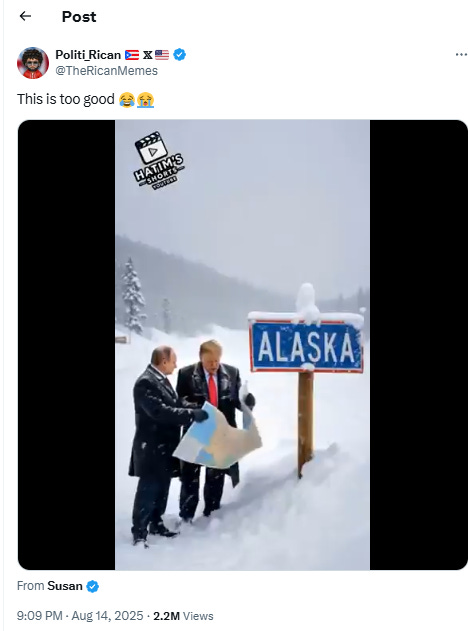 Just for fun! Trump and Putin visit Alaska with some of their friends. Watch