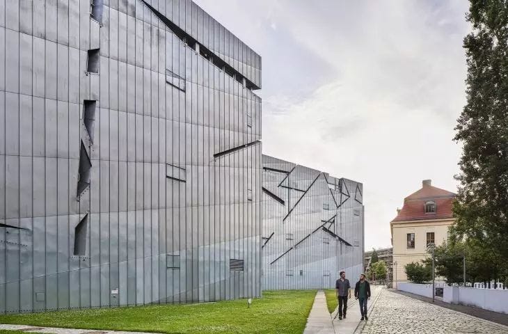 Jewish Museum Berlin - the zinc facade has numerous window slits