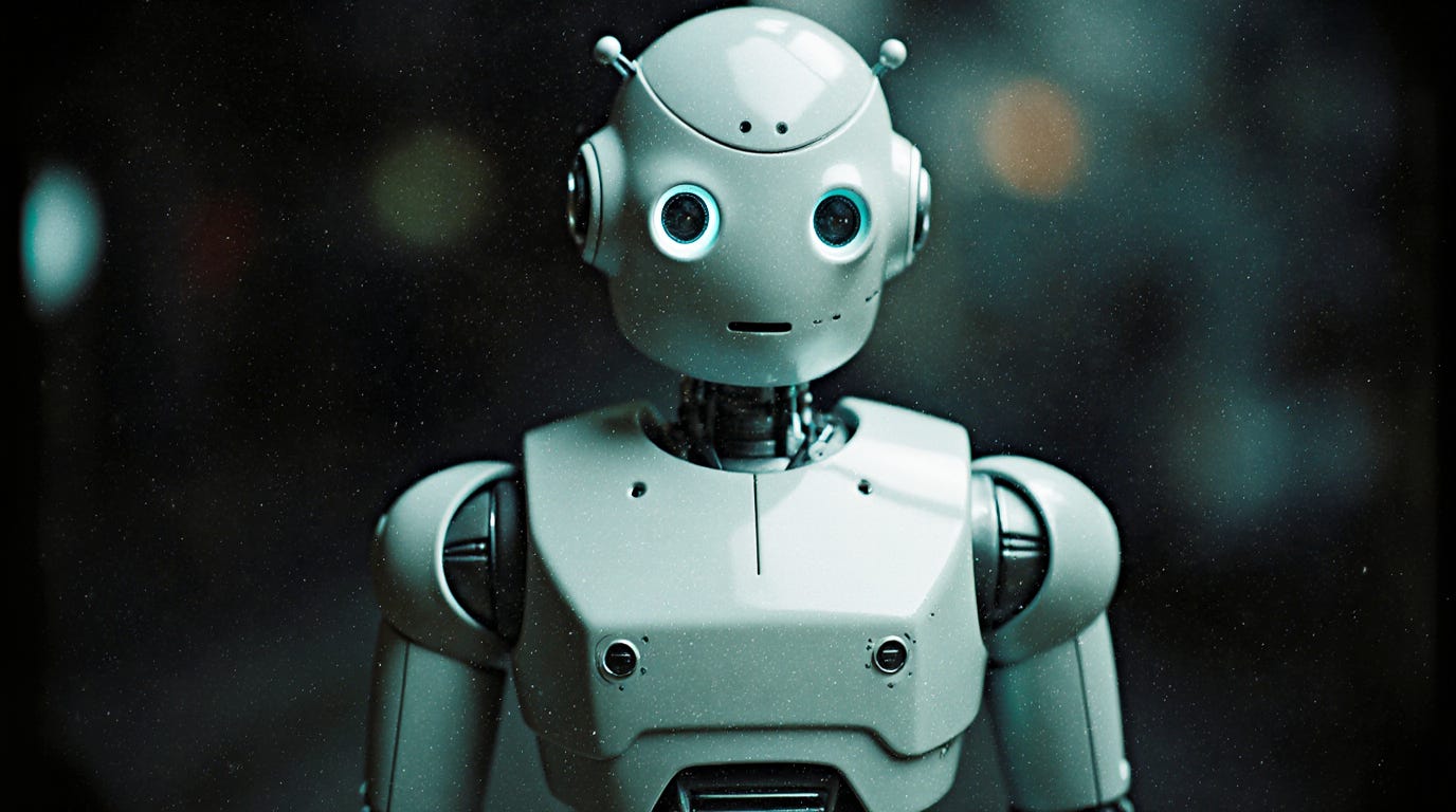 A robot snapchat story, 16:9. Very realistic, bad quality