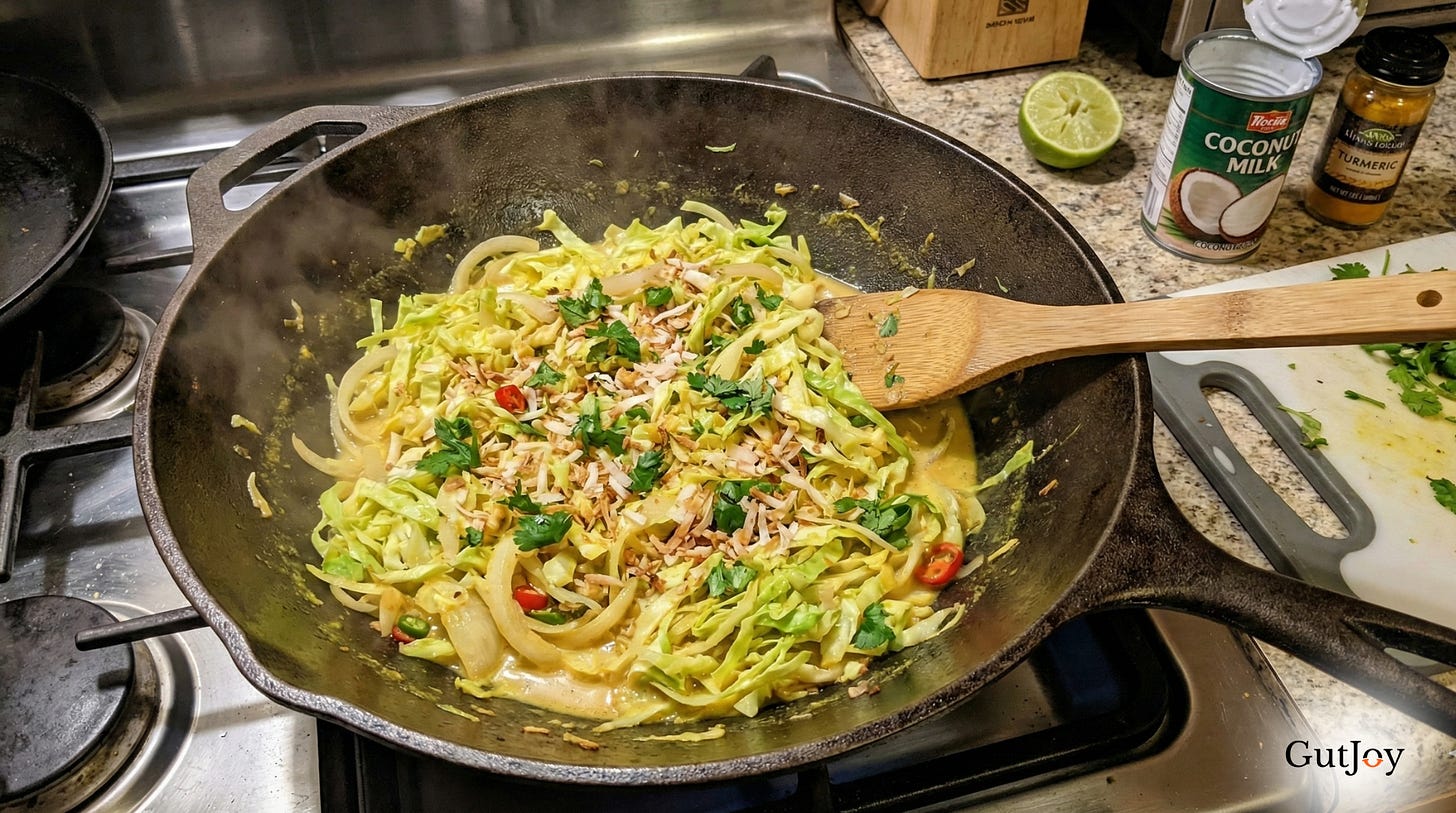 Coconut Cabbage Stir-Fry: GutJoy Coconut Cabbage Stir-Fry: GutJoy