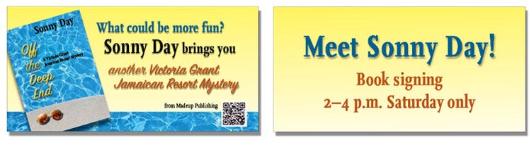 Poster examples of book promotional materials.