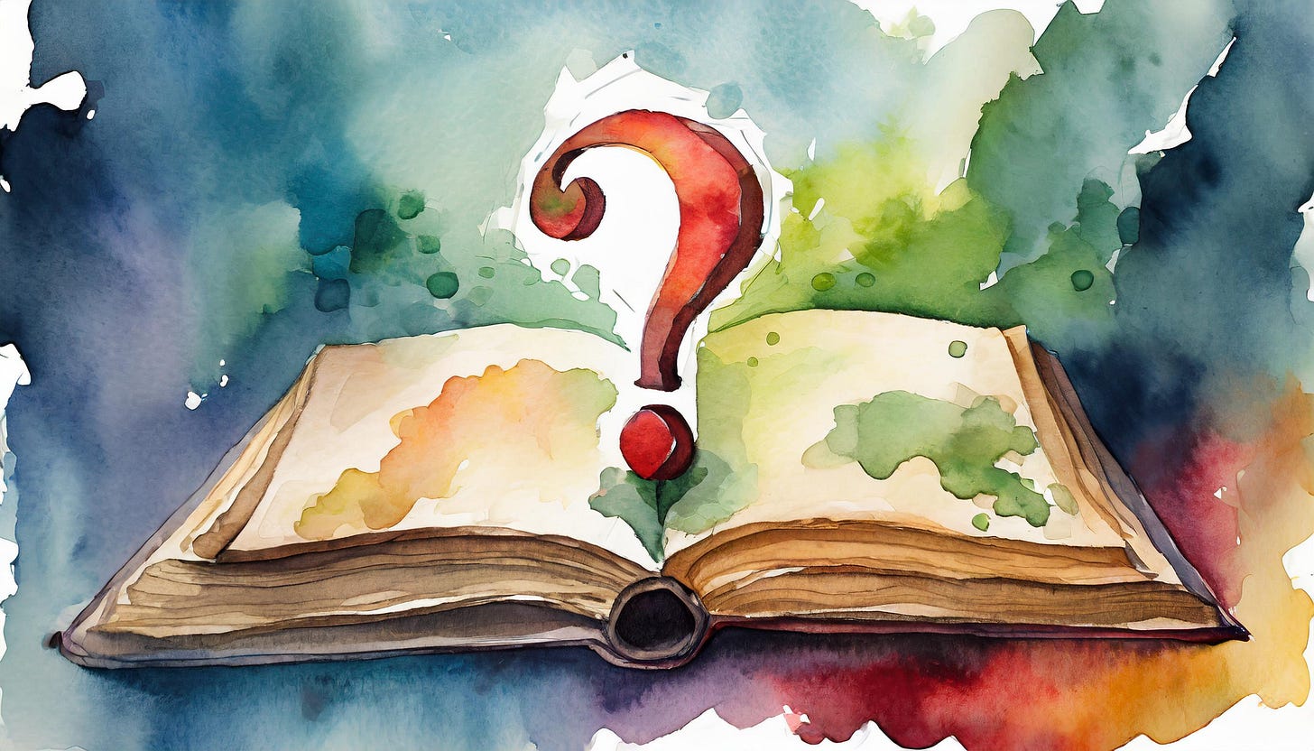 A book with a question mark on it.