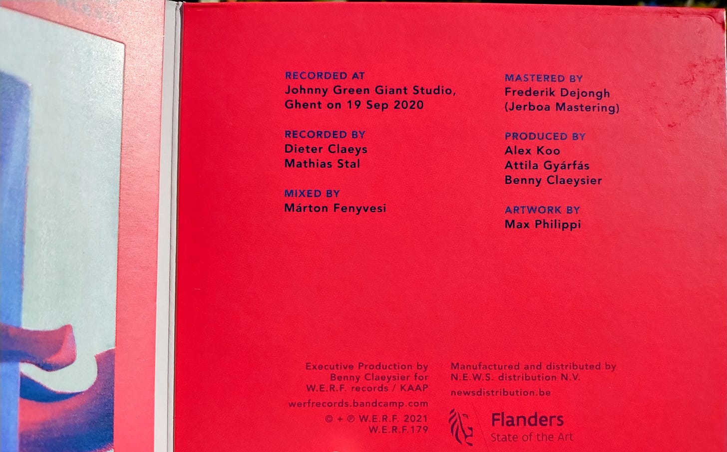 Photo of inside of album jacket, showing production information