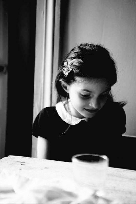 May be a black-and-white image of child May be a black-and-white image of child