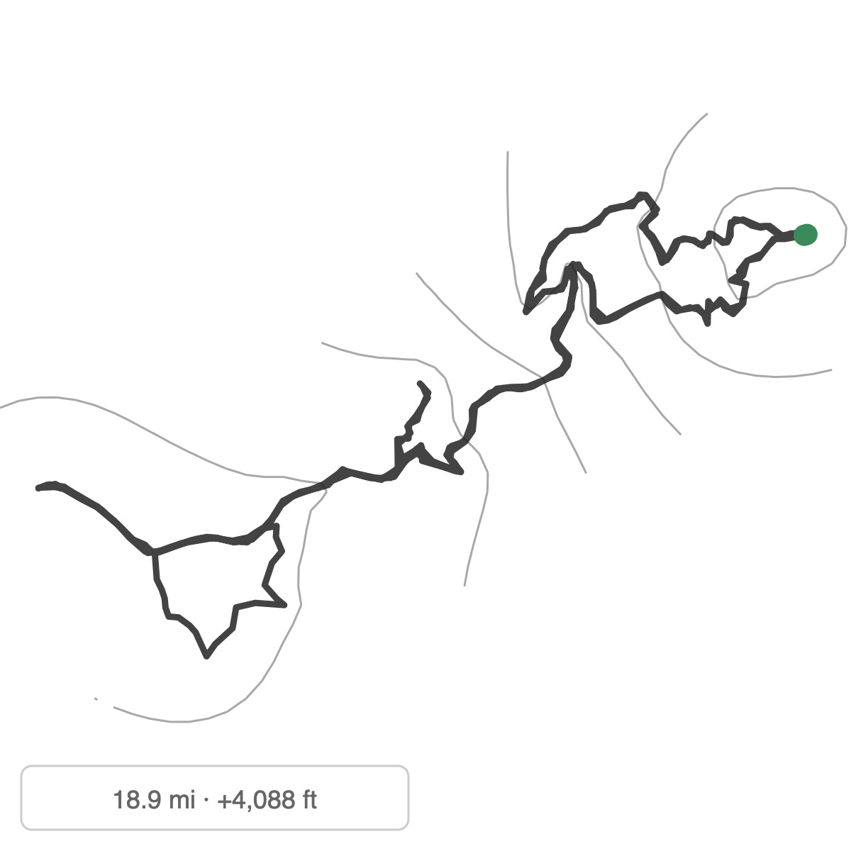 An illustration of the terrain and GPS track in the workout An illustration of the terrain and GPS track in the workout