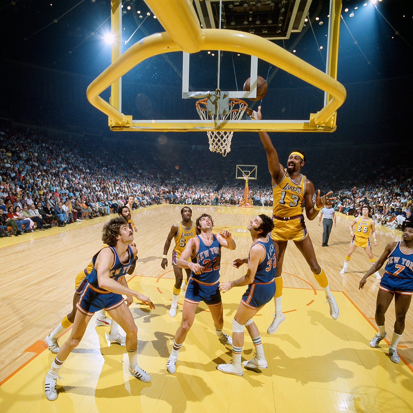 Wilt Chamberlain Of The Los Angeles Lakers Playing In The 1972 NBA Finals  At The Forum In Inglewood, CA. Available For Immediate Sale At Sotheby's