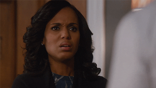 Kerry Washington shakes her head in confusion or shock.