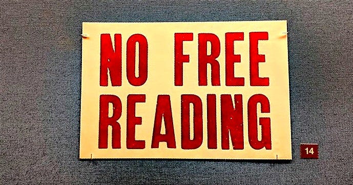 no free reading signage no free reading signage