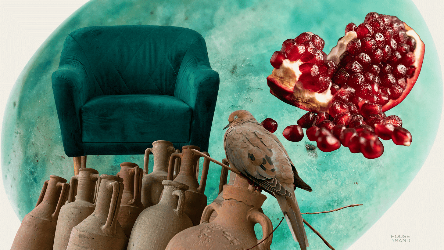 Collage of chair, aventurine, and mourning dove. A ritual for silenced grief by Spellcast