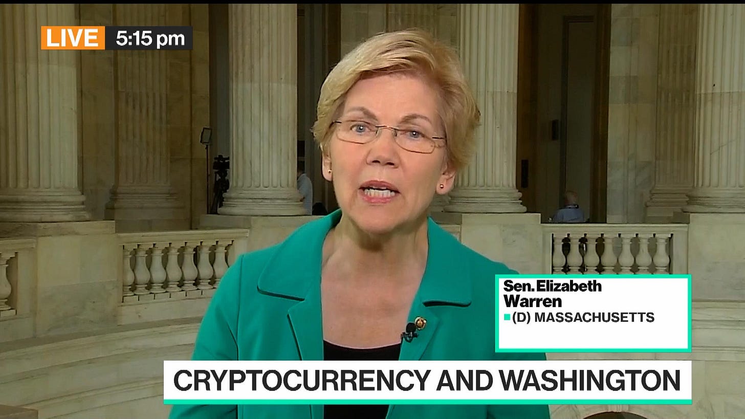 Watch Senator Elizabeth Warren Says 'You Bet' More Crypto Regulation  Needed: Video - Bloomberg