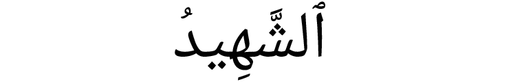 Arabic word الشهيد, transliterated al-shahīd, meaning The All-Witnessing; one of the names of Allah.