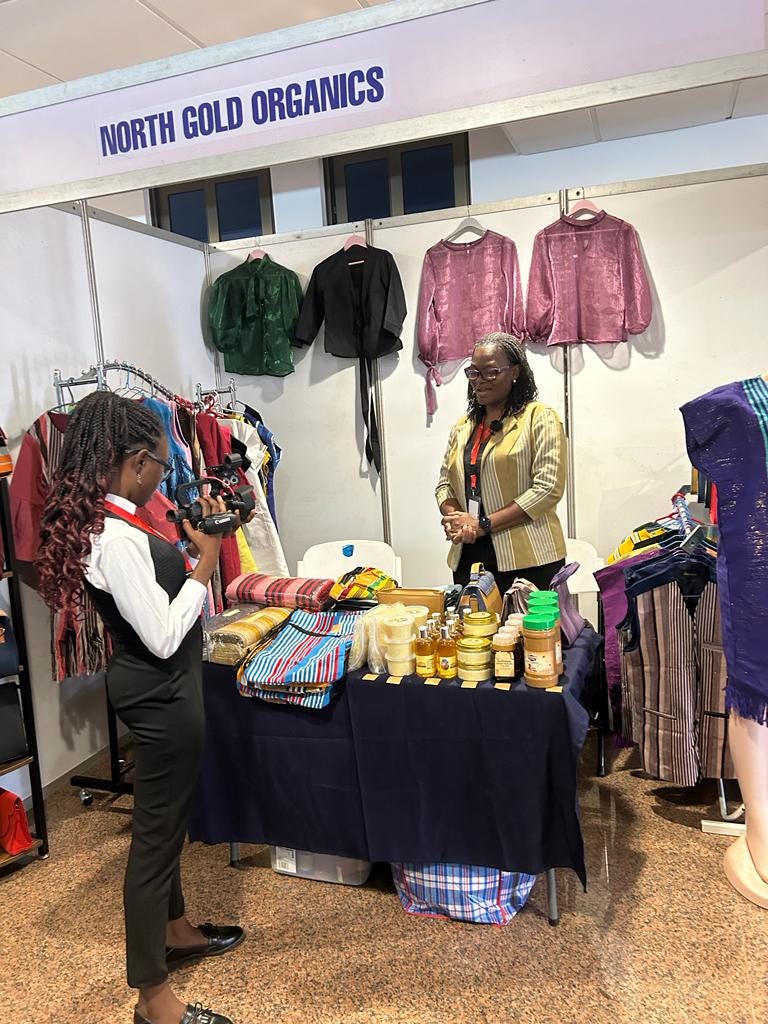 Mary Magdalene Anwabiri collaborates with local tailors to produce a range of accessories that is currently offered in Accra's tourist markets, through her company, North Gold Organics https://www.instagram.com/northgoldorganics22 Mary Magdalene Anwabiri collaborates with local tailors to produce a range of accessories that is currently offered in Accra's tourist markets, through her company, North Gold Organics https://www.instagram.com/northgoldorganics22