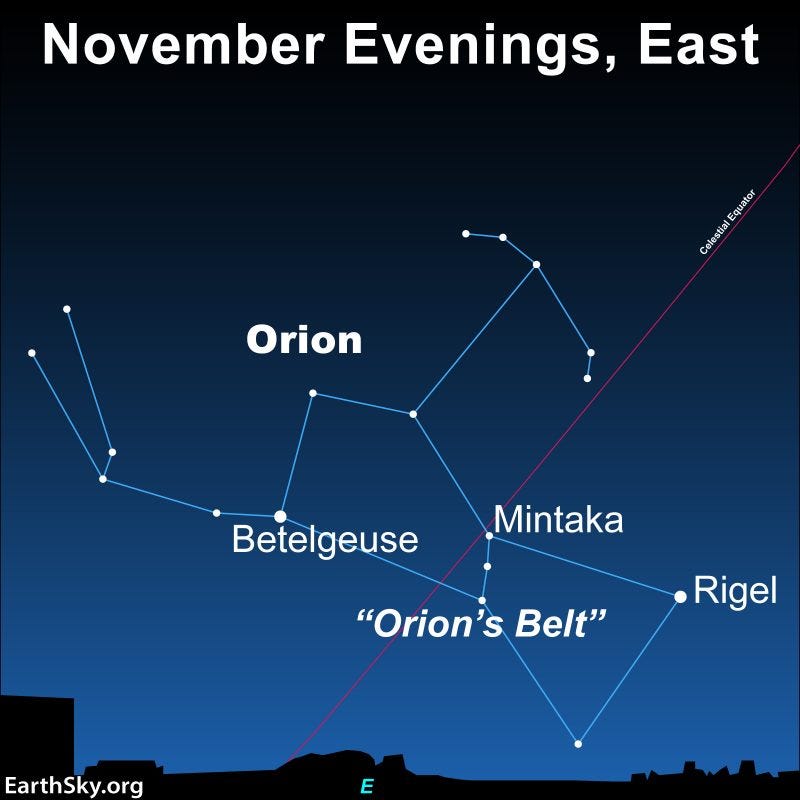 Orion's Belt: Star chart of large constellation Orion with stars and 3-star Belt labeled. Orion's Belt: Star chart of large constellation Orion with stars and 3-star Belt labeled.
