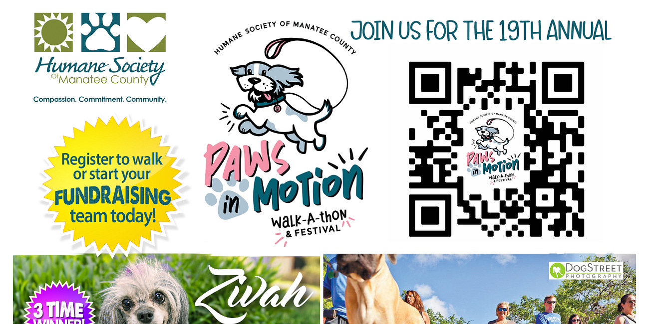 Paws in Motion Walk-a-thon Returns March 14, 2026, to Benefit Humane Society of Manatee County