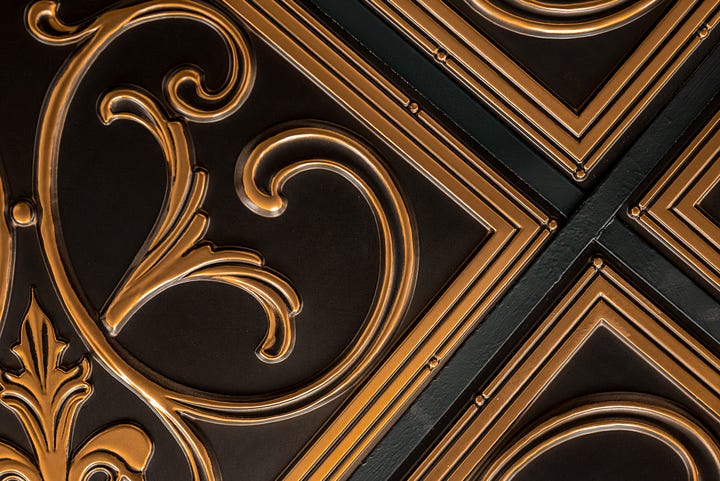 Photographs showing the interior detailing of The Opulent