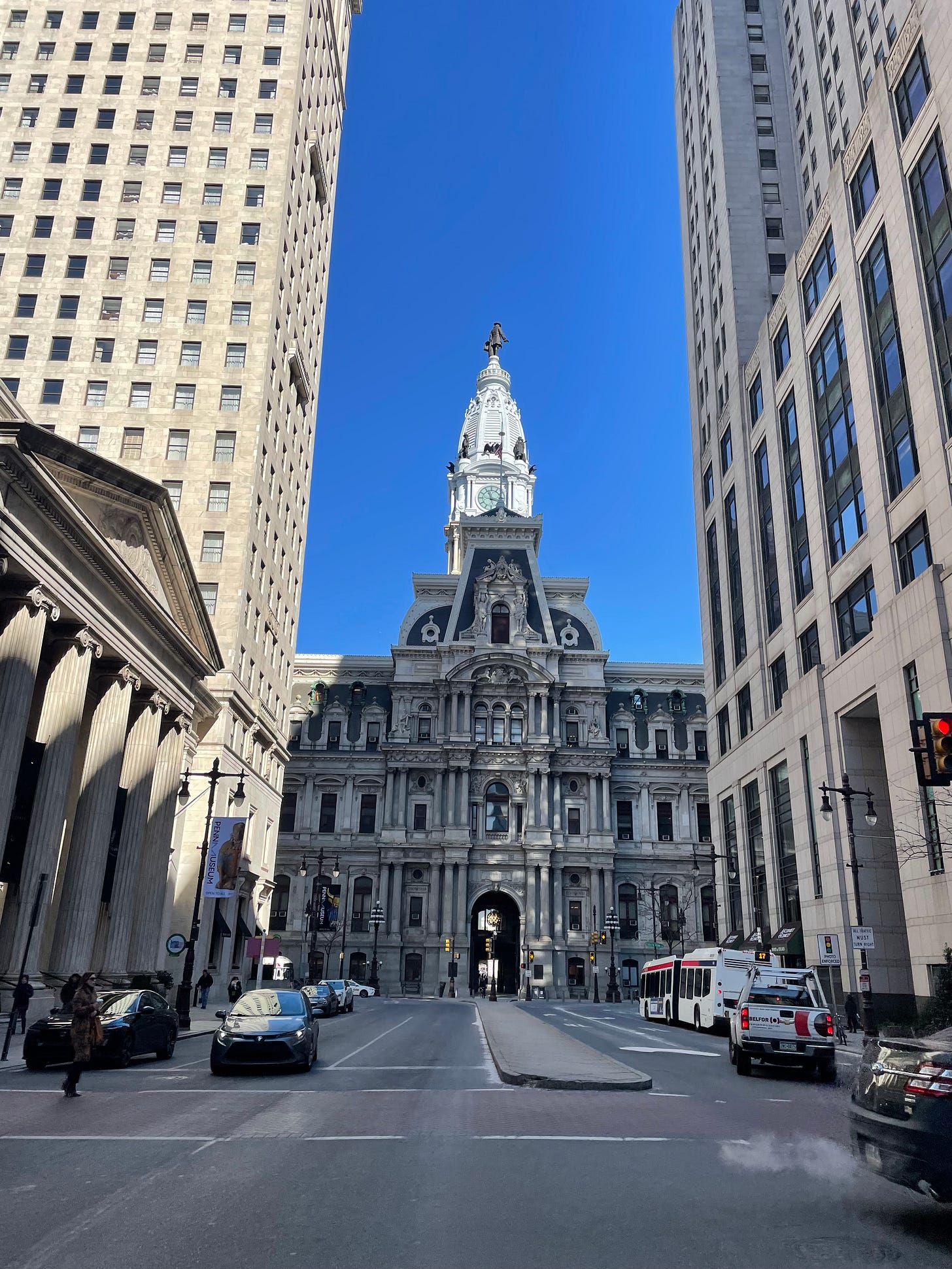 Philadelphia City Hall, Designed by architects John McArthur Jr. and Thomas Ustick Walter, Opened in 1901, William Penn is immortalized in a statue atop