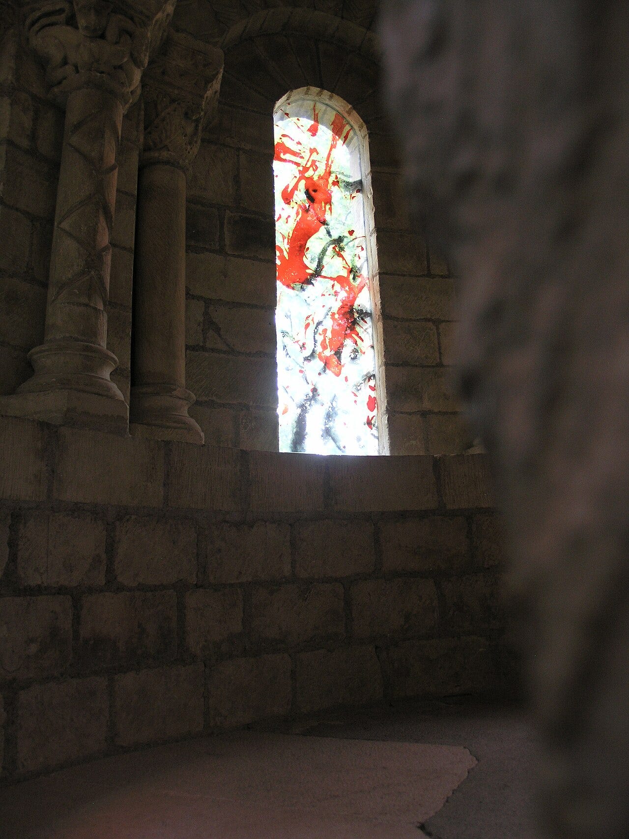 The windows Zao Wou-Ki designed for the Prieuré de Saint-Cosme, near Tours, installed in 2010.
