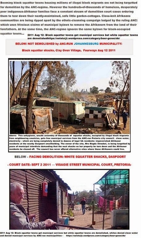 AfrikanerSquattersChasedOffBlackSquattersGetMunicipalServices2011 AfrikanerSquattersChasedOffBlackSquattersGetMunicipalServices2011