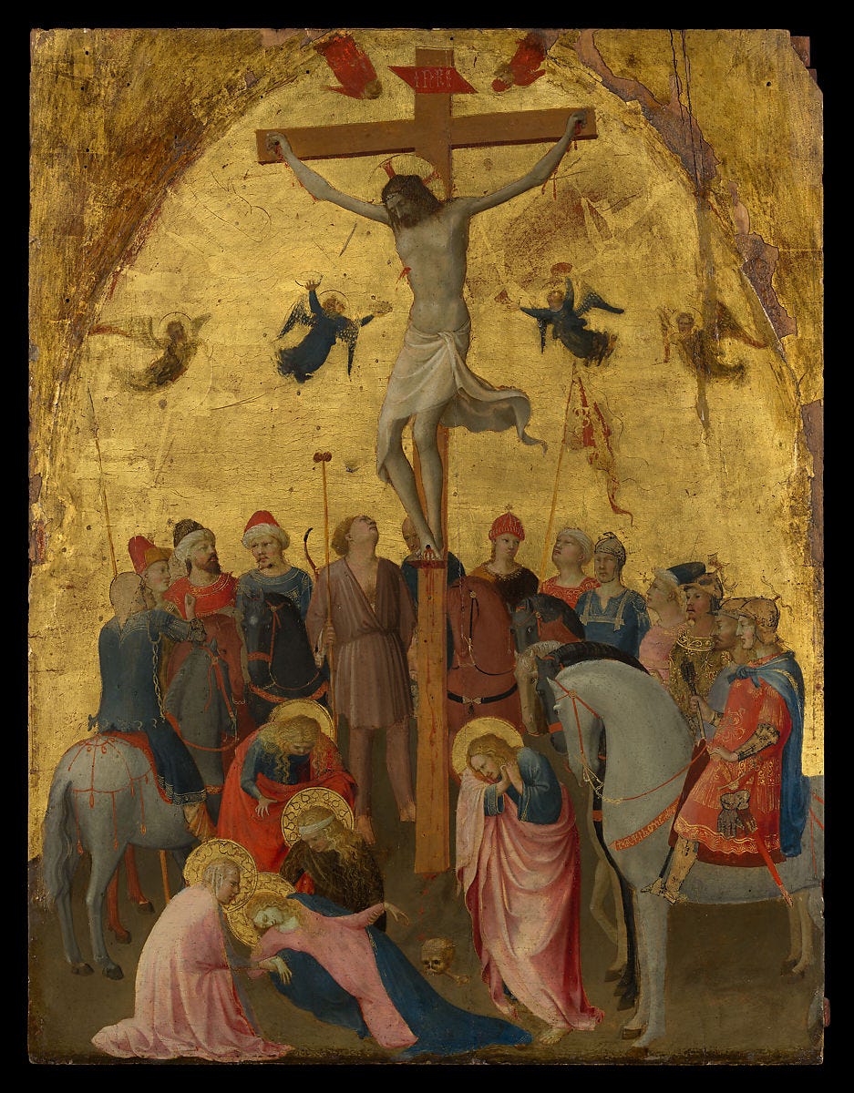 The Crucifixion, Fra Angelico (Guido di Pietro) (Italian, Vicchio di Mugello ca. 1395–1455 Rome), Tempera on wood, gold ground 