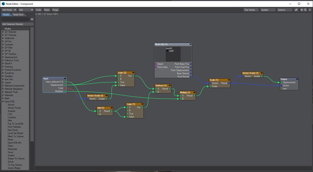 The displacement node inside.