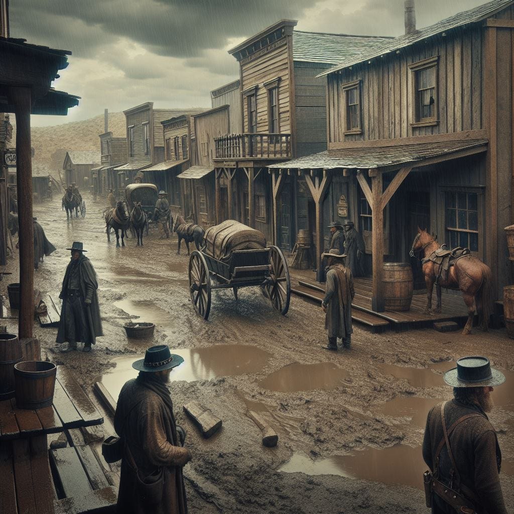 Thumbnail Image an old west mining town in the rain Thumbnail Image an old west mining town in the rain