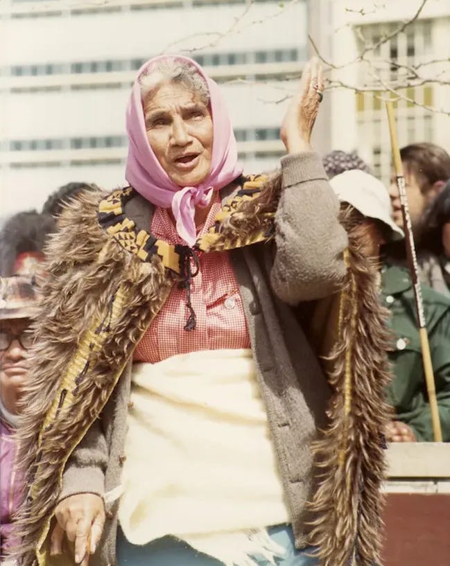 Photograph of Whina Cooper in Hamilton during the Māori Land March Photograph of Whina Cooper in Hamilton during the Māori Land March