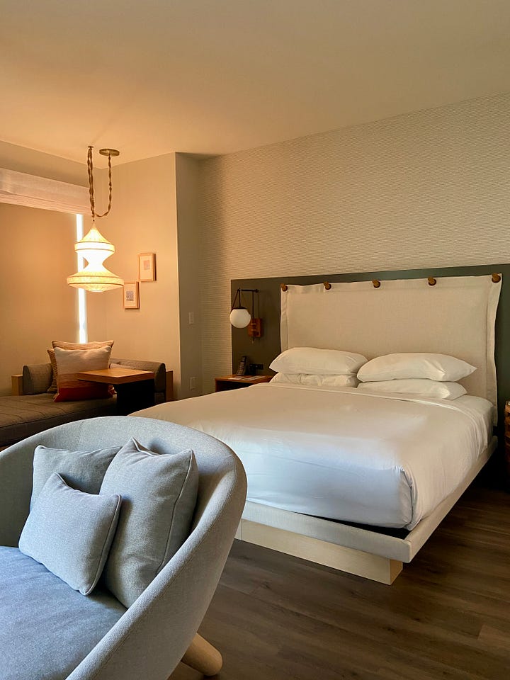 Mission Pacific Hotel room sleeping area