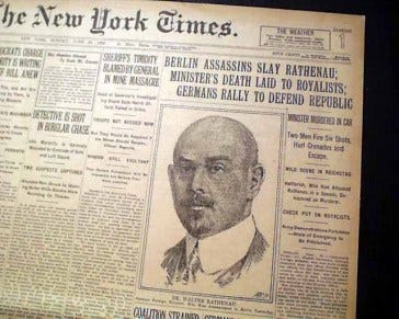 Walther Rathenau assassination... - RareNewspapers.com