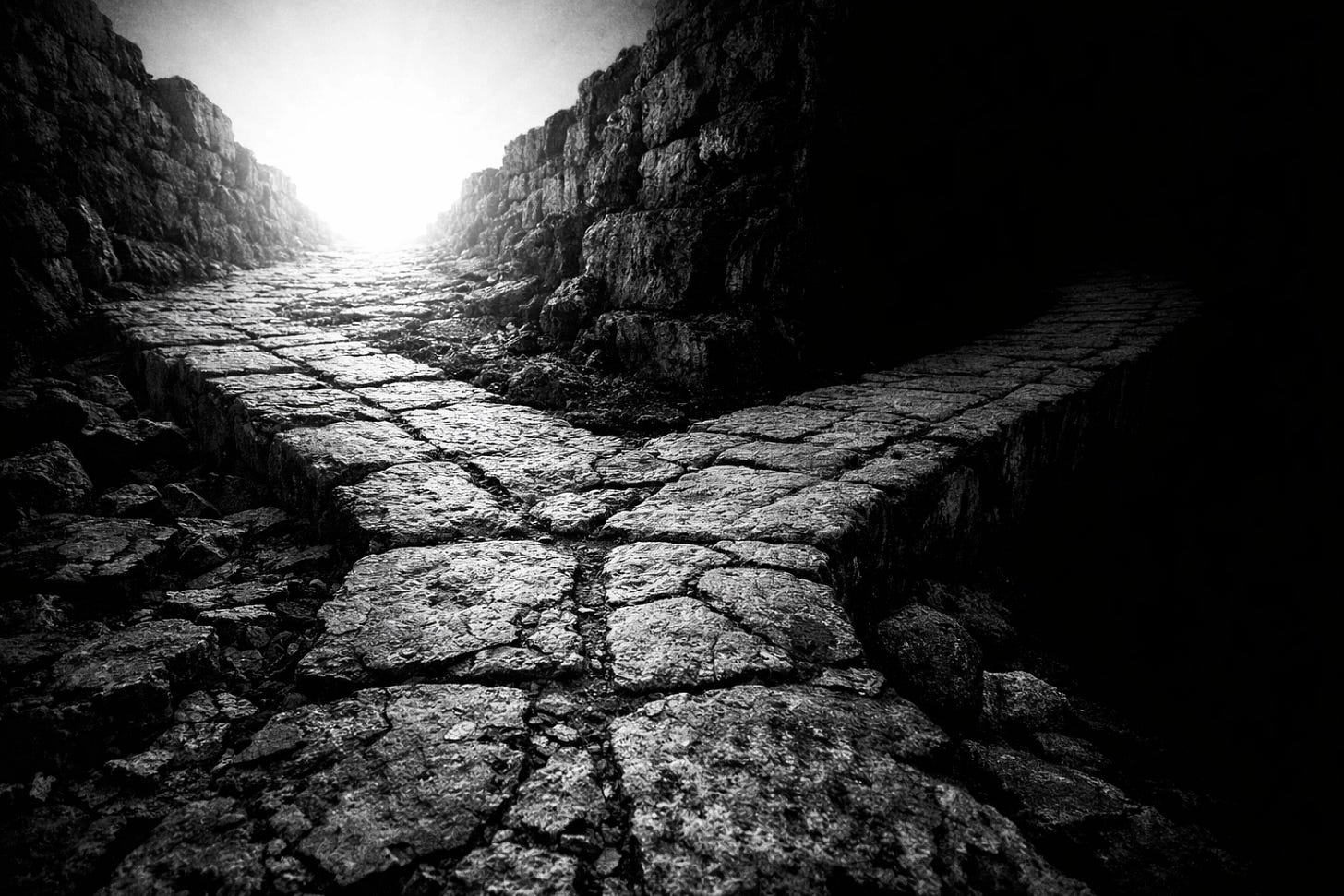Ancient stone path splitting into light and shadow, representing the binary choice of faith during Holy Week  | Dr. Marcus Peter