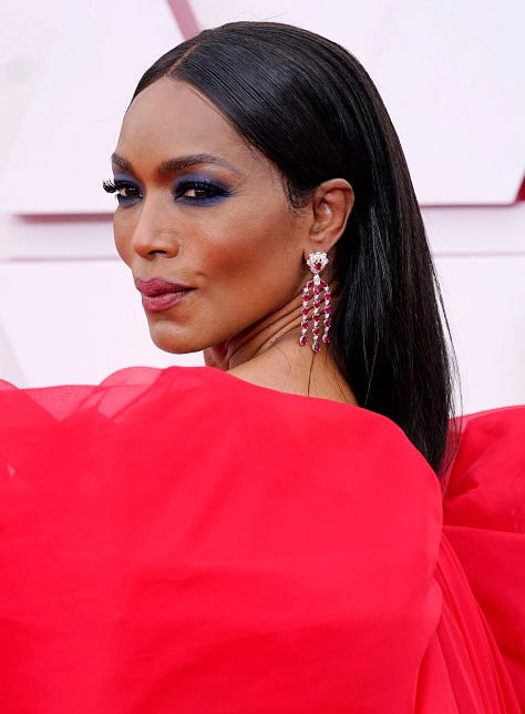 Angela Basset red carpet appearances best jewellery oscars