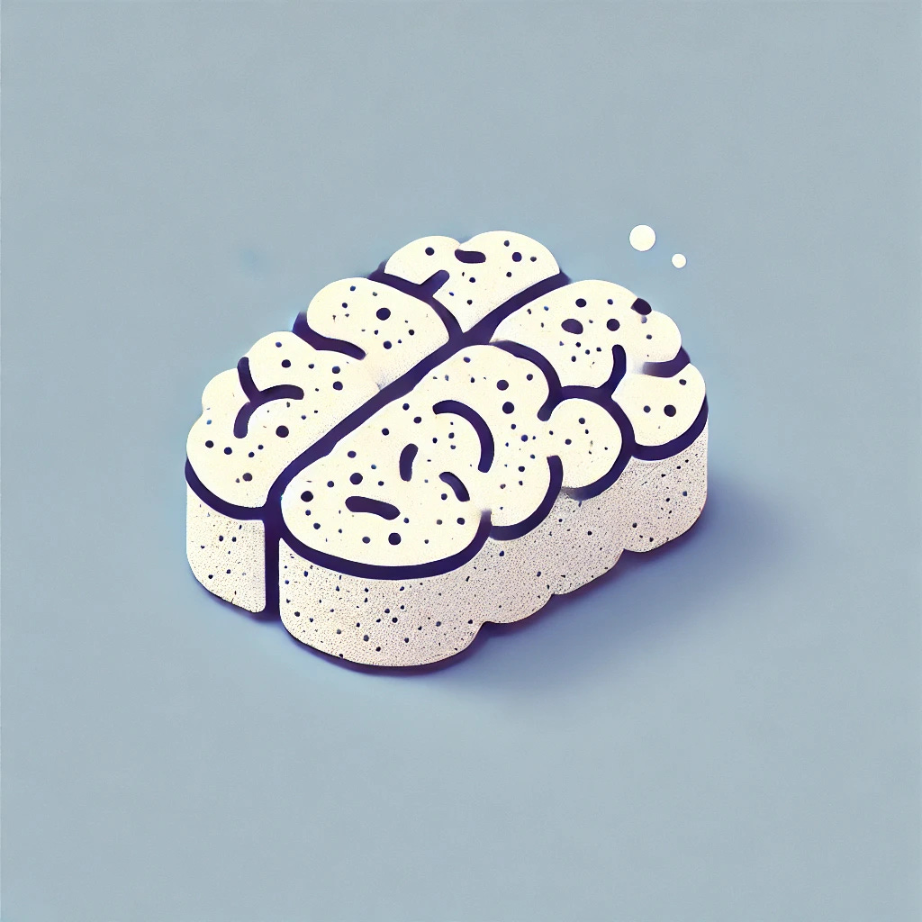 A simple image of a brain with a sponge texture, symbolizing the idea of the brain absorbing information like a sponge. The design should be clean, minimal, and visually emphasize the concept of learning and subconscious absorption. A simple image of a brain with a sponge texture, symbolizing the idea of the brain absorbing information like a sponge. The design should be clean, minimal, and visually emphasize the concept of learning and subconscious absorption.