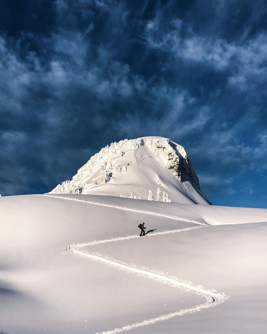 Ski touring up a mountain