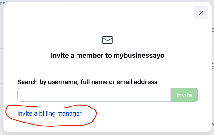 Fig.15.4: Inviting a billing manager to GitHub
