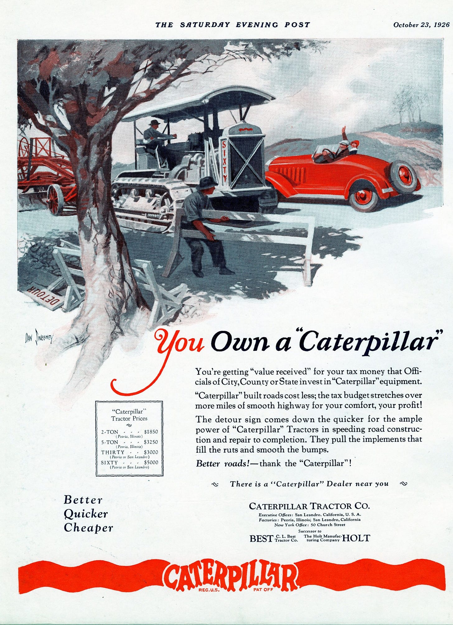 Caterpillar Tractor Co. advertisement, 1926