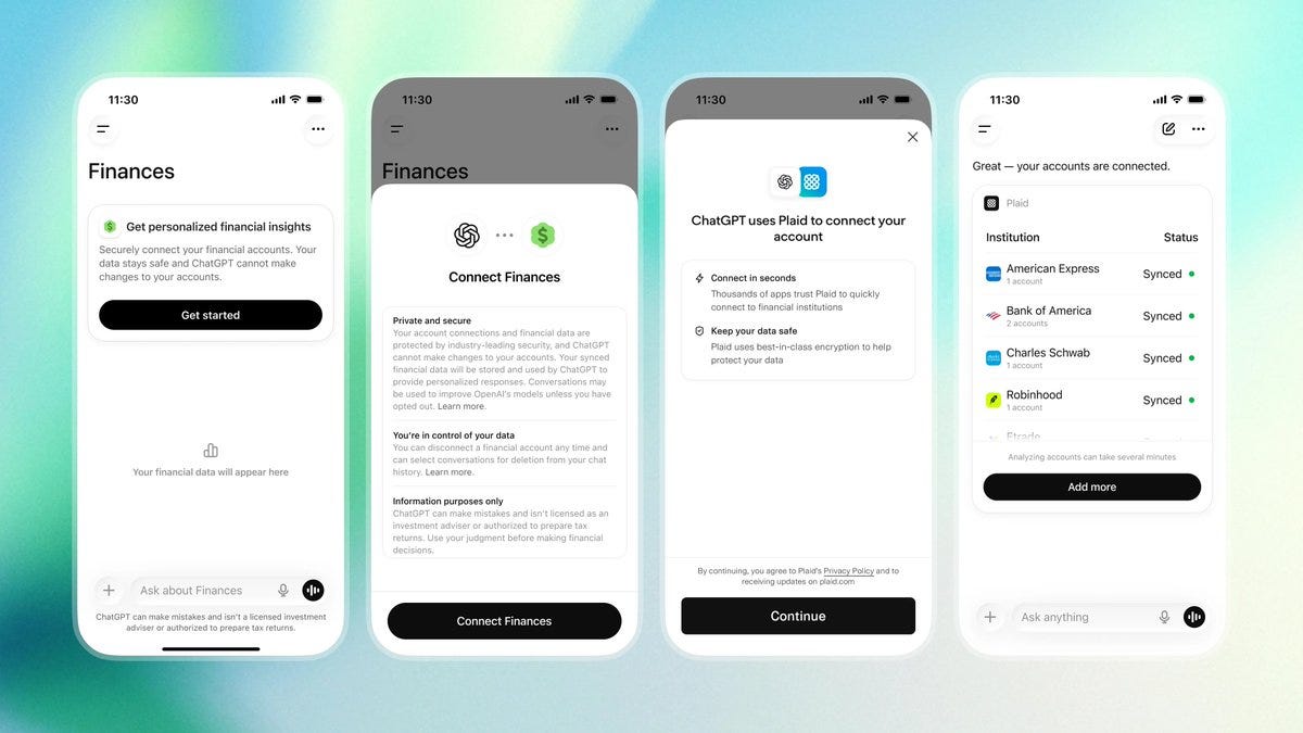 OpenAI bringt Personal Finance in ChatGPT: Bankkonten direkt anbinden OpenAI bringt Personal Finance in ChatGPT: Bankkonten direkt anbinden