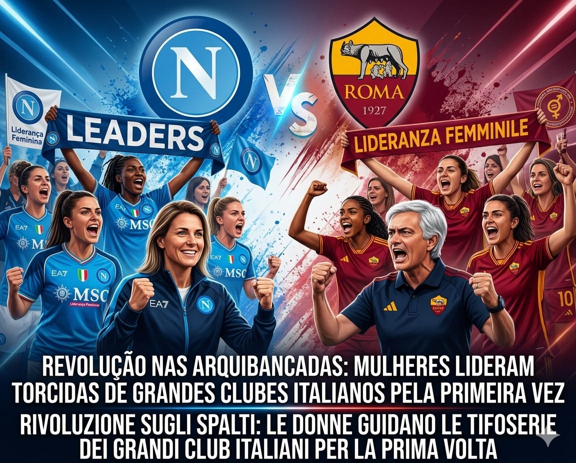 Revolução nas Arquibancadas: Mulheres Lideram Torcidas de Grandes Clubes Italianos pela Primeira Vez / Rivoluzione sugli Spalti: Le Donne Guidano le Tifoserie dei Grandi Club Italiani per la Prima Volta