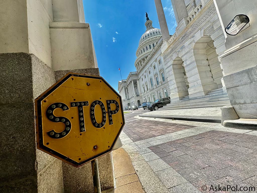 Yellow antique Stop Sign with US Capitol Dome and Rotunda in background. Photo www.MattLaslo.com © www.TheLCB.com Yellow antique Stop Sign with US Capitol Dome and Rotunda in background. Photo www.MattLaslo.com © www.TheLCB.com