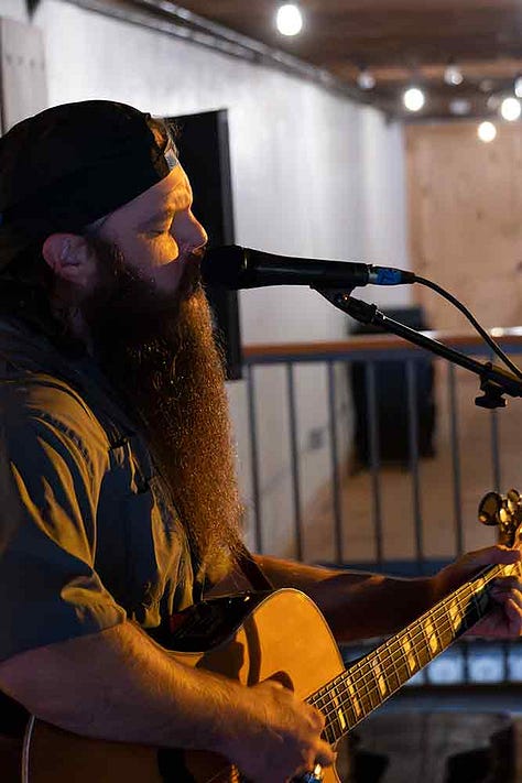 Clint Vines, Colton Sanders, and Jay Burnam perform in the loft at Iron Society, July 25th, 2025